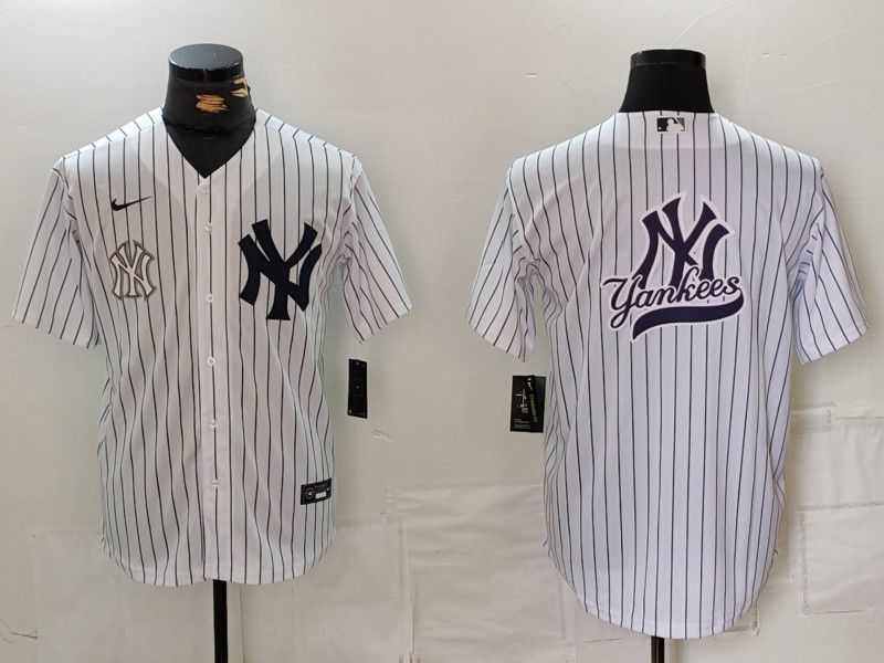 Men New York Yankees Blank White Stripe Game 2024 Nike MLB Jersey style 11